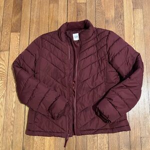 GAP Women's Burgundy Quilted Puffer Jacket